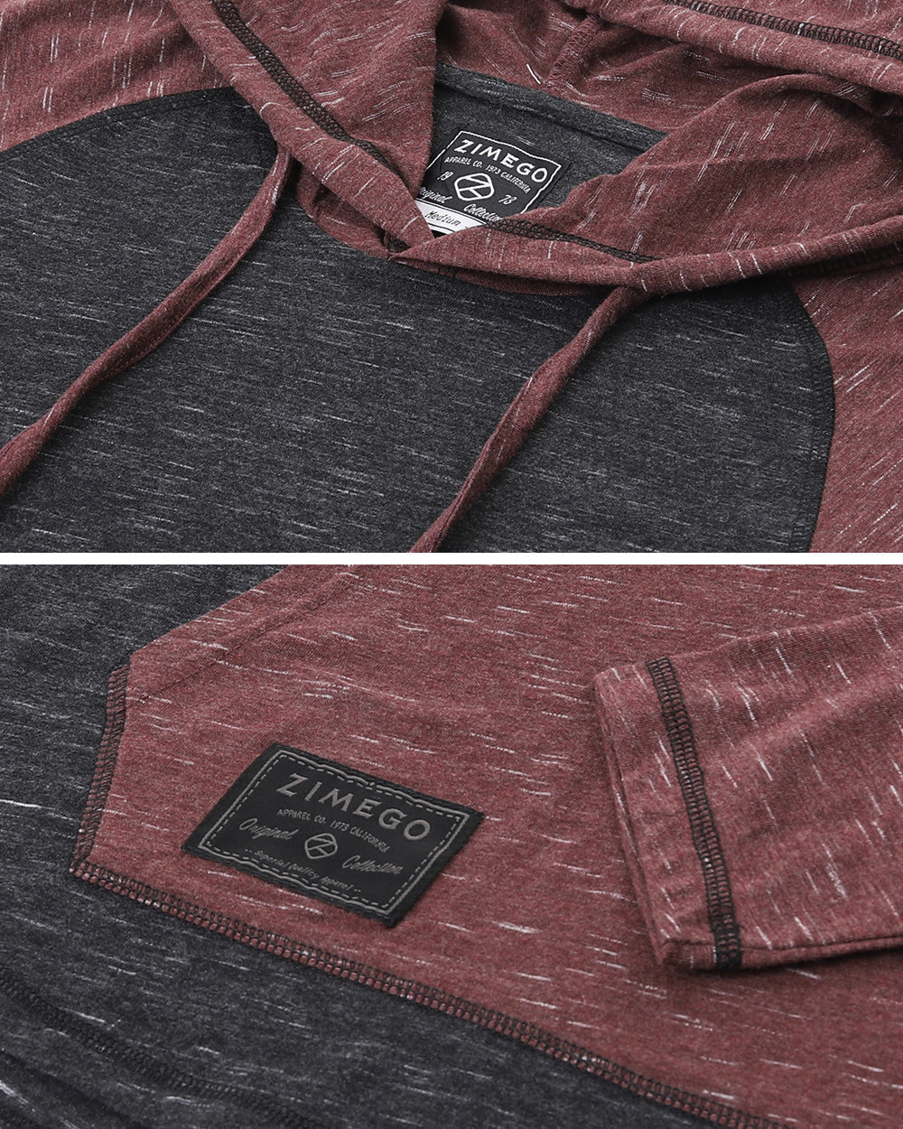 ZIMEGO Mens Long Sleeve Lightweight Hooded Henley – Color Block Pullover Hoodie for Casual Gym Workout Travel