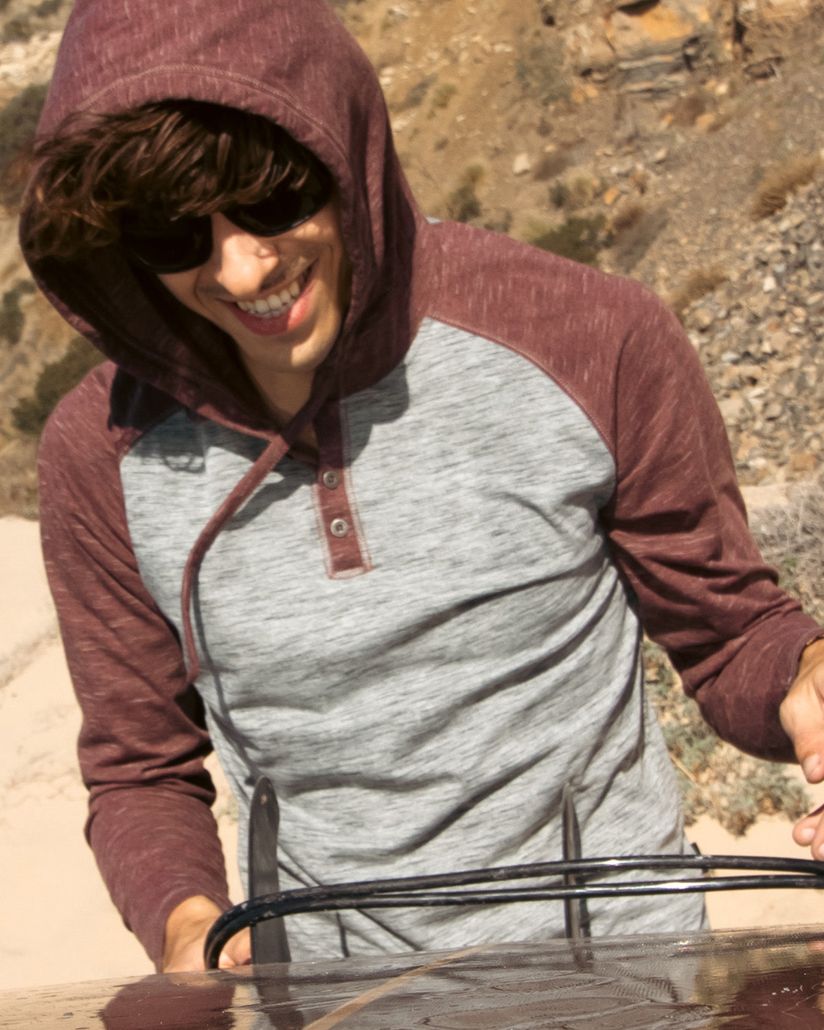 ZIMEGO Mens Long Sleeve Lightweight Hooded Henley – Color Block Pullover Hoodie  for Casual Gym Workout Travel