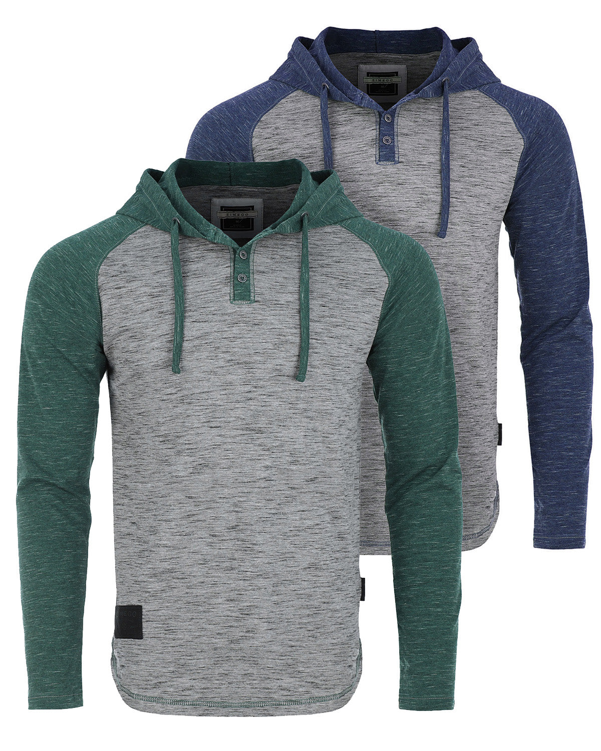 ZIMEGO Mens Long Sleeve Lightweight Hooded Henley – Color Block Pullover Hoodie  for Casual Gym Workout Travel